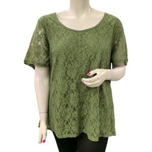 Penningtons Green Lace Short Sleeve Top